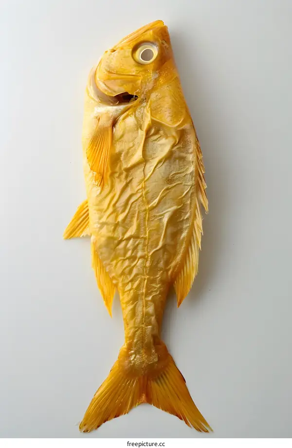 Dried Yellow Fish on White Background