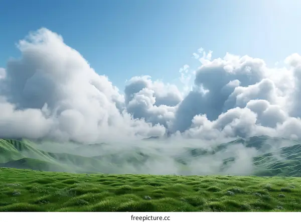 Green hills and sky