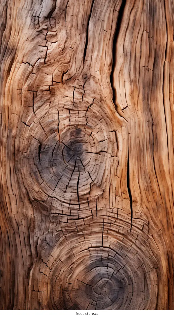 Knotty Wood Texture with Growth Rings