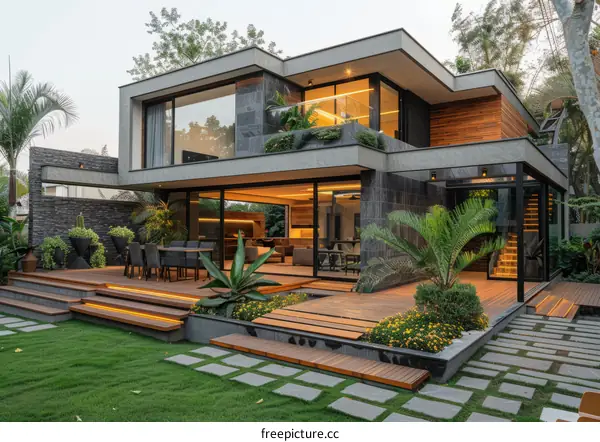 Modern House Exterior Design with Natural Elements