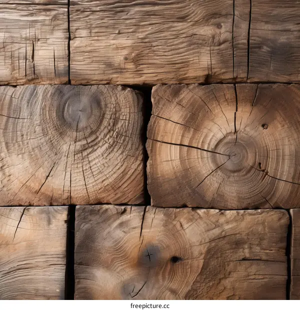 Rustic Wooden Log Background Texture