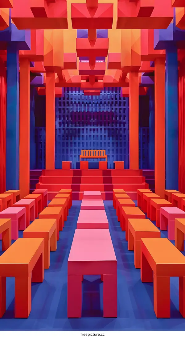 Abstract Art Installation with Bright Colors and Geometric Shapes