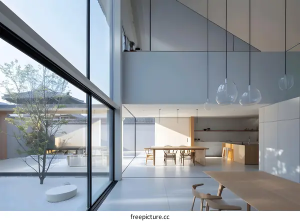 Modern Minimalist House Interior Design With Natural Light And Garden View