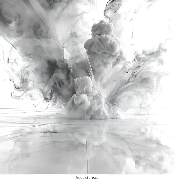 Abstract Ink Cloud Explosion on White Background