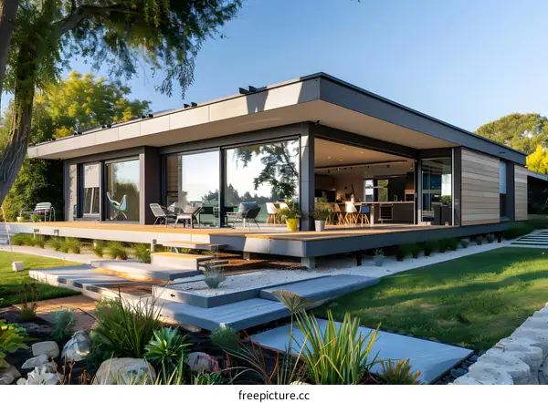 Modern House with Open Floor Plan and Patio