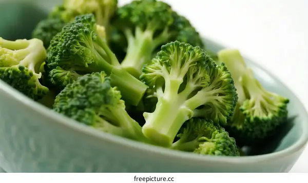 Fresh Green Broccoli Florets in a Bowl for Healthy Meal