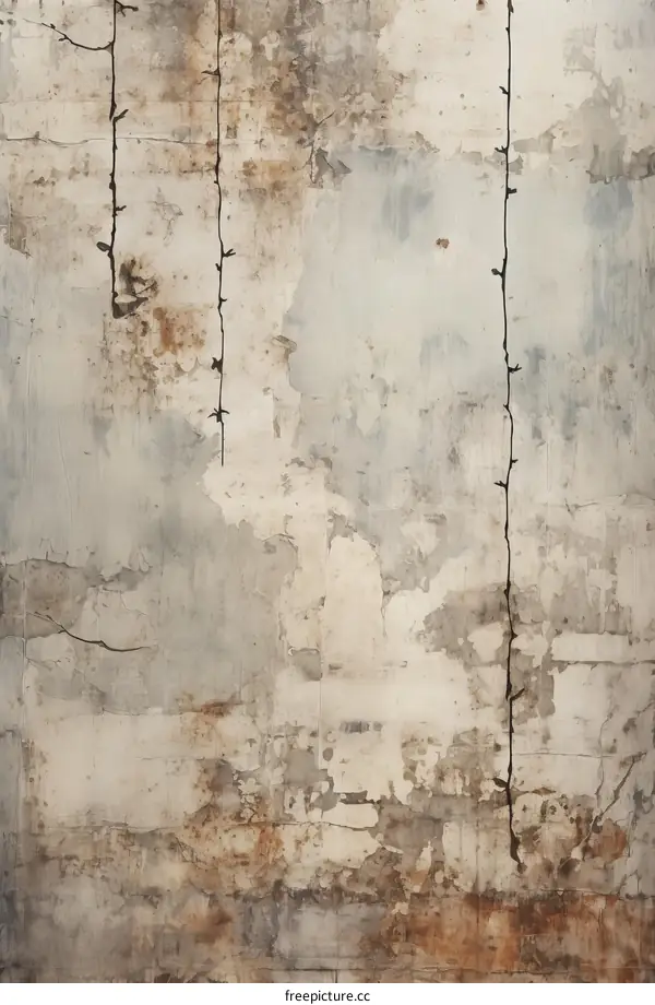 Black Vines Climbing on a Weathered Concrete Wall