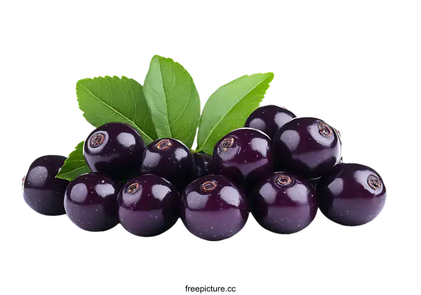 [Transparent Background PNG]Fresh Purple Berries with Leaves