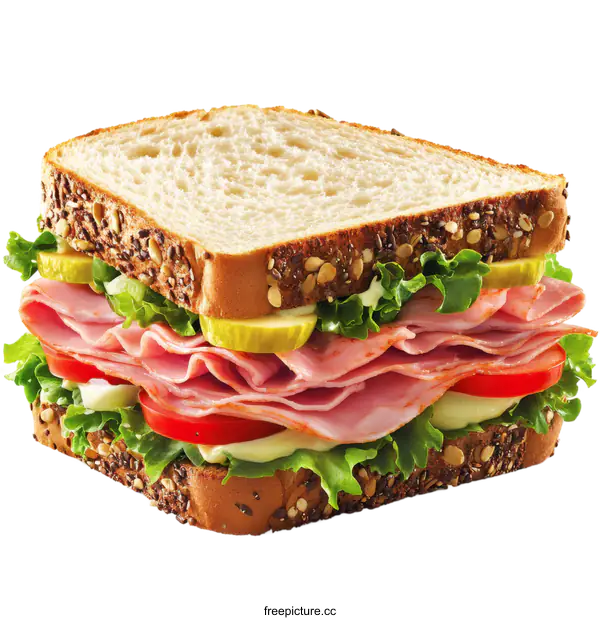 [Transparent Background PNG]Delicious Ham Sandwich with Healthy Ingredients