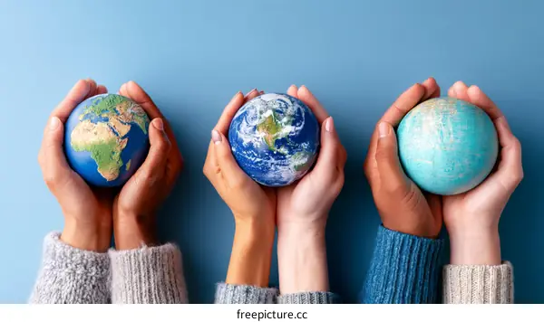 Hands Holding Globes Representing Global Unity