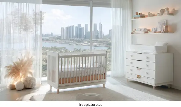 Modern Nursery Room with Panoramic City View