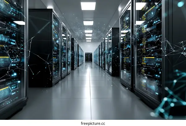 Modern Data Center Server Room Interior