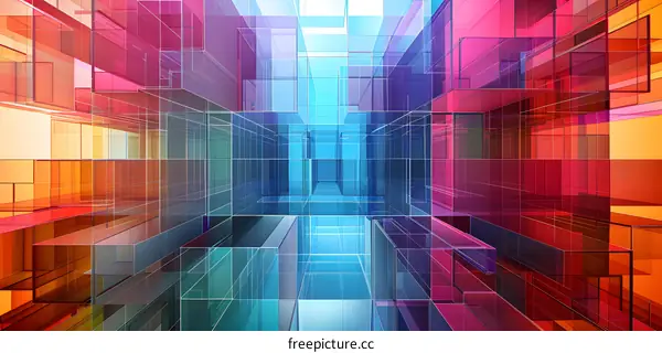 Abstract Colorful Glass Cube Structure