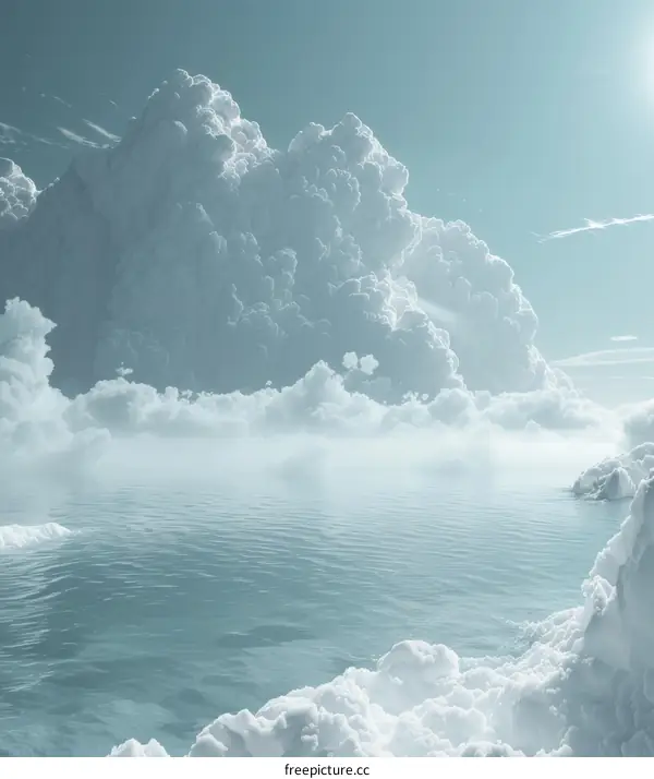 Dramatic Sky With White Clouds Over a Sea of Clouds