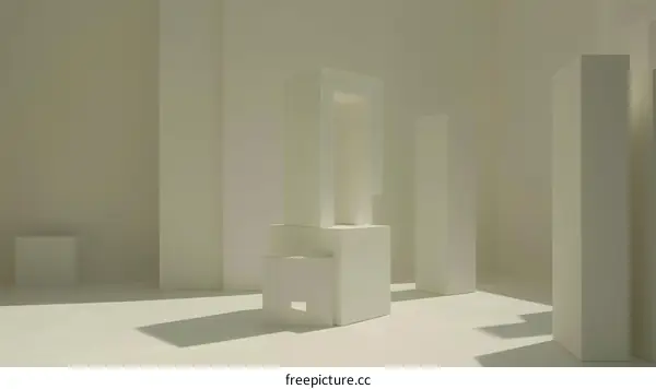 Abstract Minimalist White Geometric Shapes 3D Render