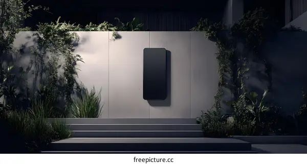 Modern Concrete Wall with Black Panel