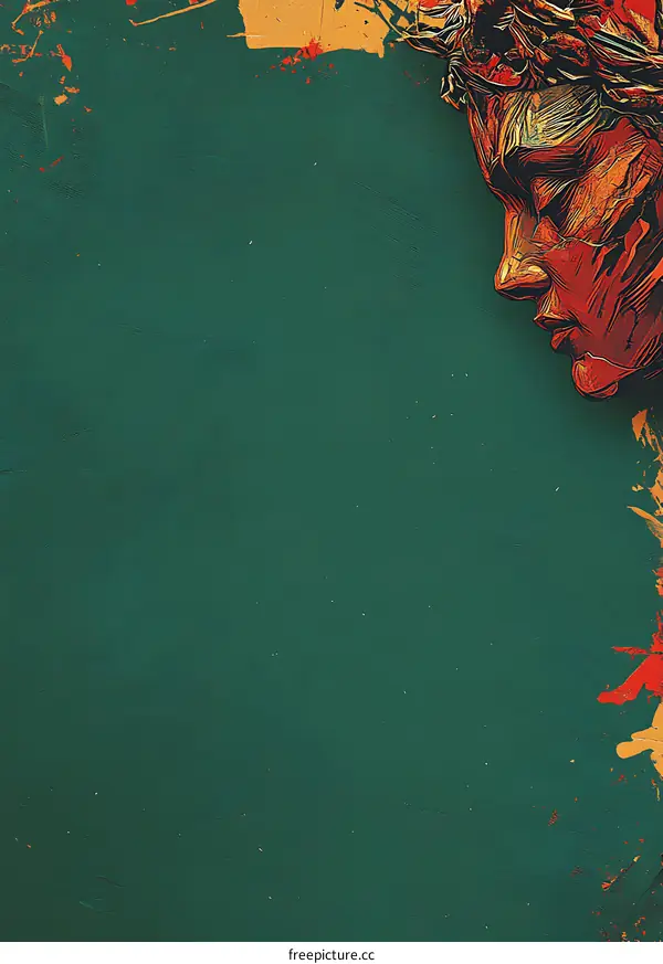 Abstract Art with Colorful Splashes and a Face