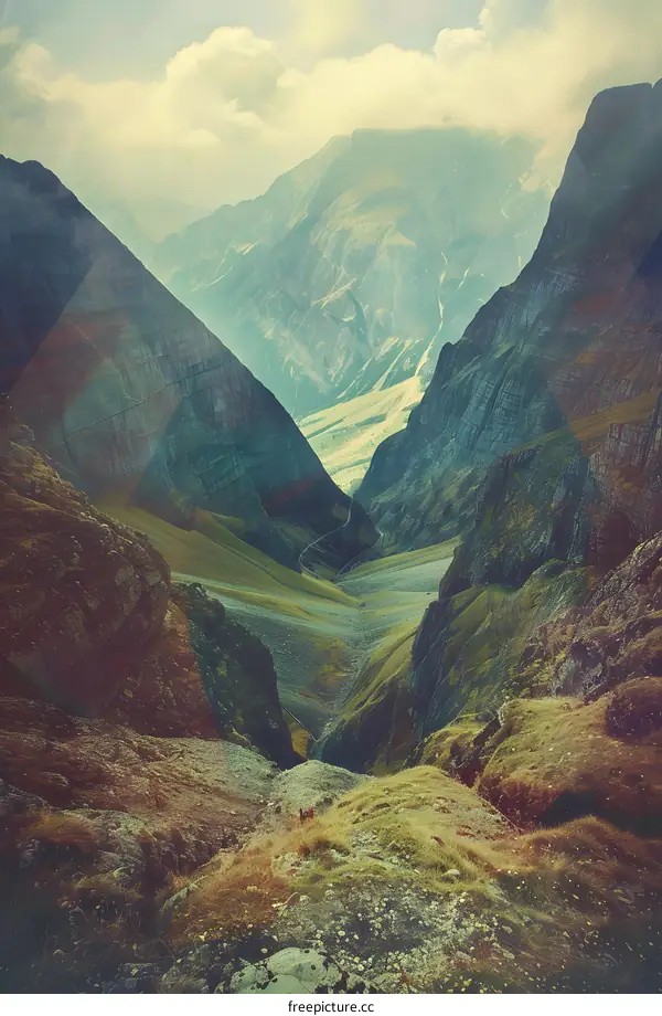 Mountain Landscape With Foggy Valley