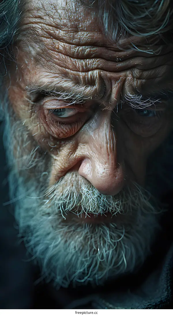 Close Up Portrait of an Old Man with White Beard