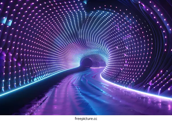 A tunnel of colorful lights
