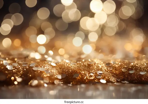 Golden Glitter Background with Sparkling Lights