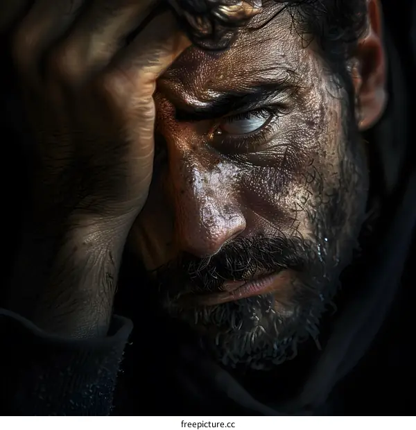 Portrait of a man with dark hair and beard