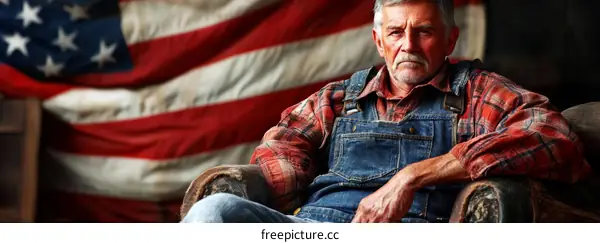American Farmer Portrait with US Flag