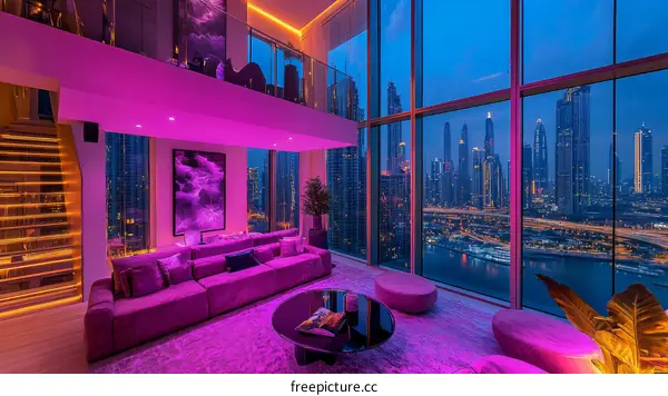 Luxury Penthouse Living Room with City Views