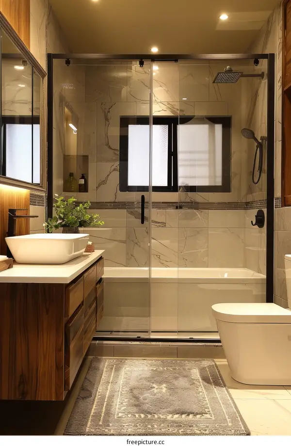 Modern Farmhouse Bathroom Design with Walk-in Shower