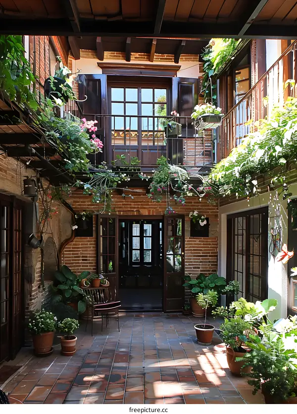 Courtyard with plants and flowers
