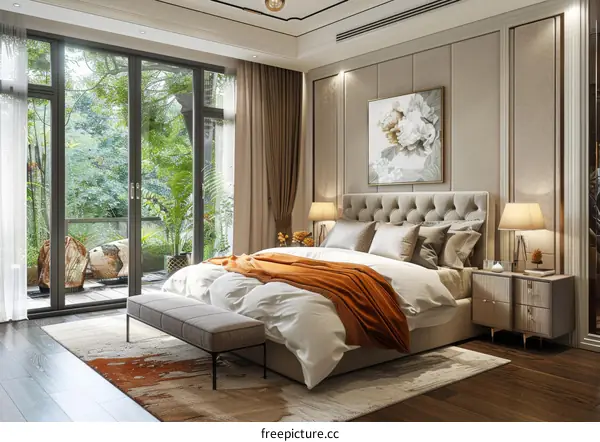 Modern Minimalist Bedroom Interior Design With Beige And Brown Color Scheme