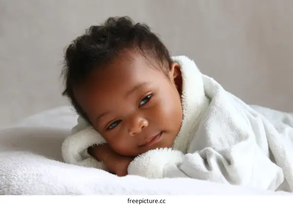 Sweet Baby African American Infant Sleeping