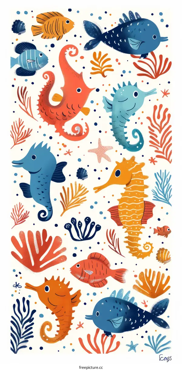 Underwater creatures and plants