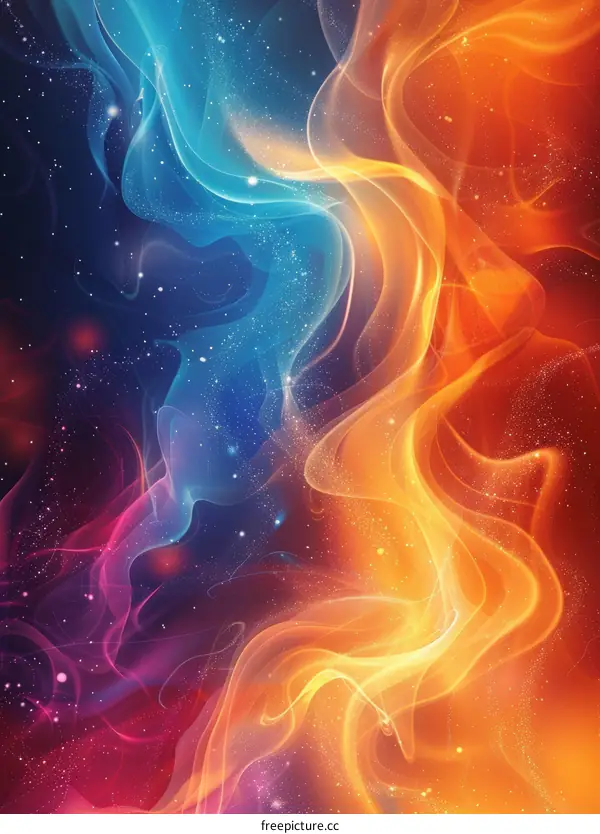 Blue and Orange Abstract Wavy Background