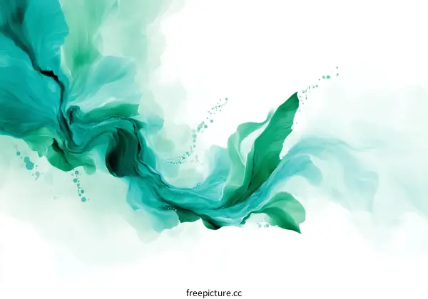 Abstract Flowing Teal and Green Art