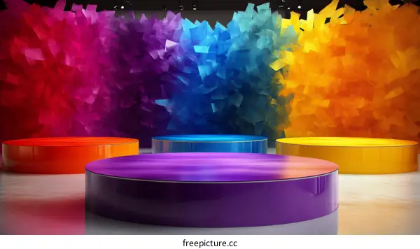 Colorful Display Stands with Abstract Background