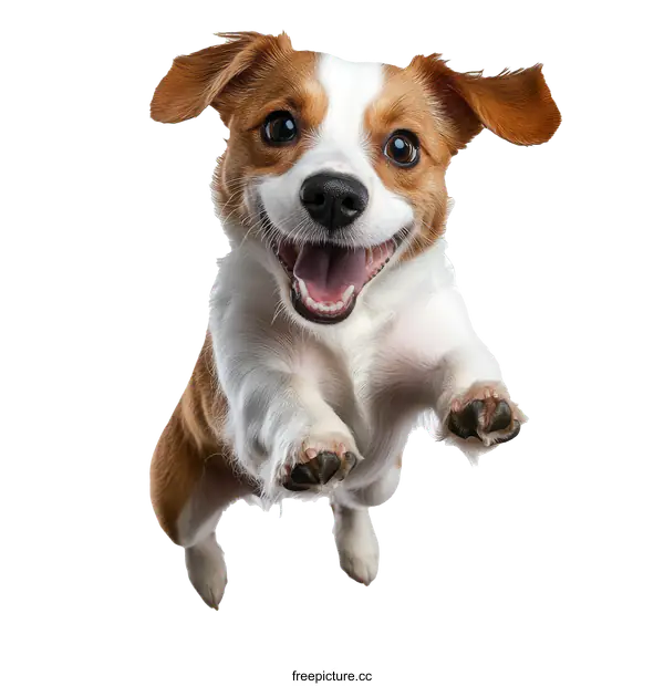 [Transparent Background PNG]Happy Dog Jumping in the Air
