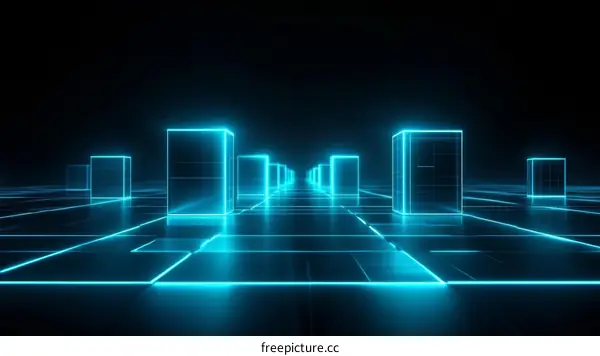 Neon Cityscape Futuristic Abstract Illustration