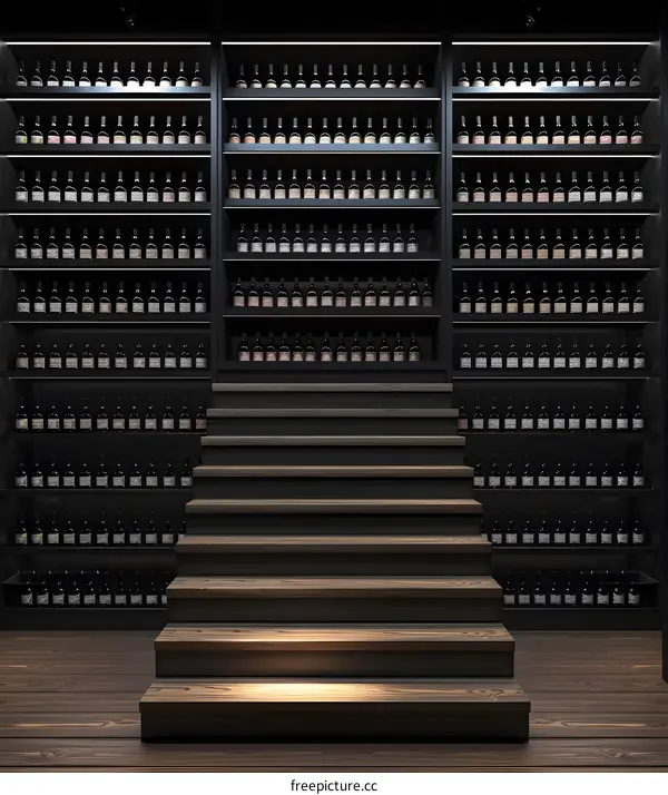 Black Wood Wine Cellar Stairs