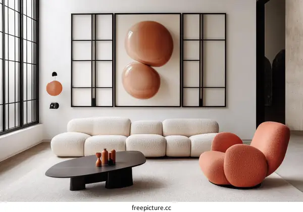 Modern Living Room with Terracotta Art