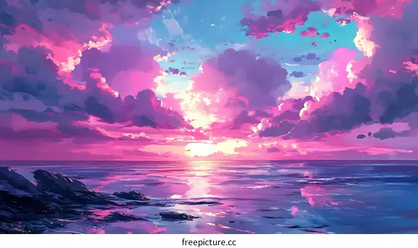 Colorful Sunset Over the Ocean