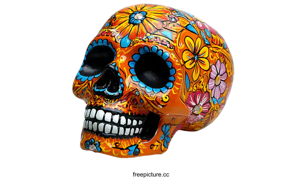 [Transparent Background PNG]Colorful Decorated Skull Ornament