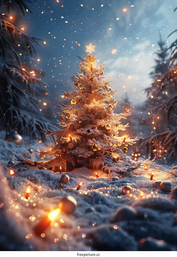 Winter Wonderland Christmas Tree Illustration