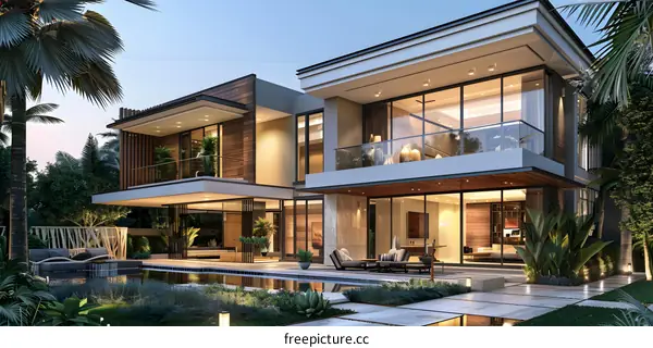 Modern luxury villa with pool and garden