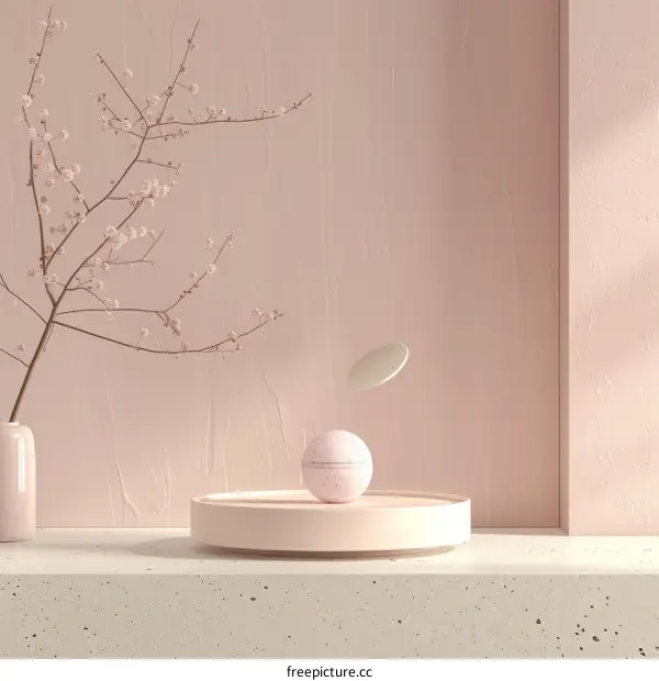 Pink Minimal Geometric Floating Sphere Scene