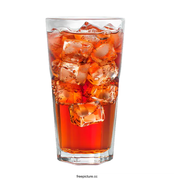 [Transparent Background PNG]Glass of Refreshing Iced Tea with Ice Cubes