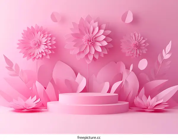 Pink Paper Flowers and Floral Display Stand
