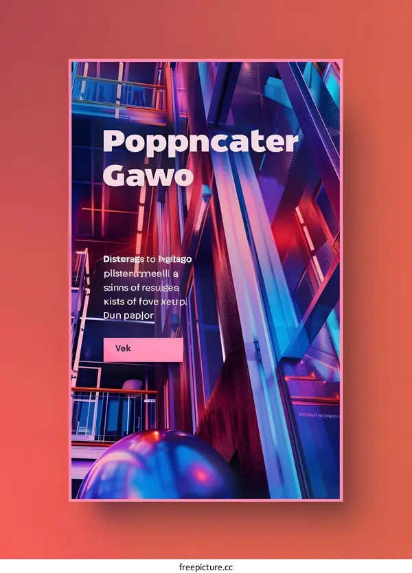 Abstract Building Design With Neon Lights