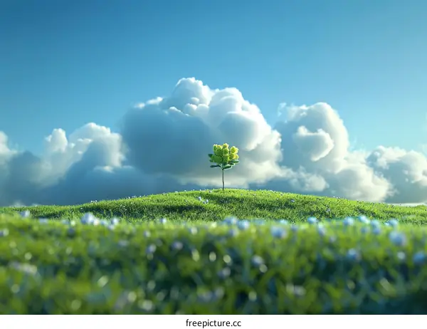 Lonely Tree Standing on a Hill