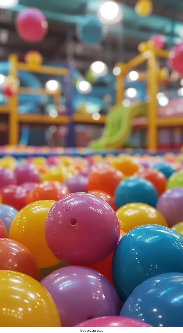 Colorful plastic balls in a children's play area